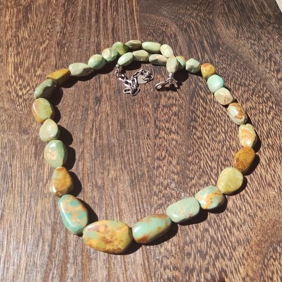 Jay King DTR green brown Turquoise nugget necklace 925 Sterling Silver Southwes - Picture 5 of 8